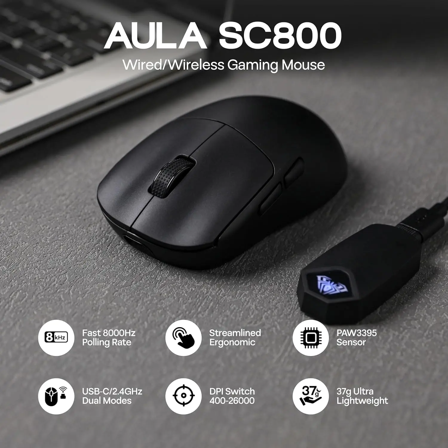 AULA SC800 Gaming Mouse USB-C  - đánh giá và giá Esports Gaming Mouse Wireless