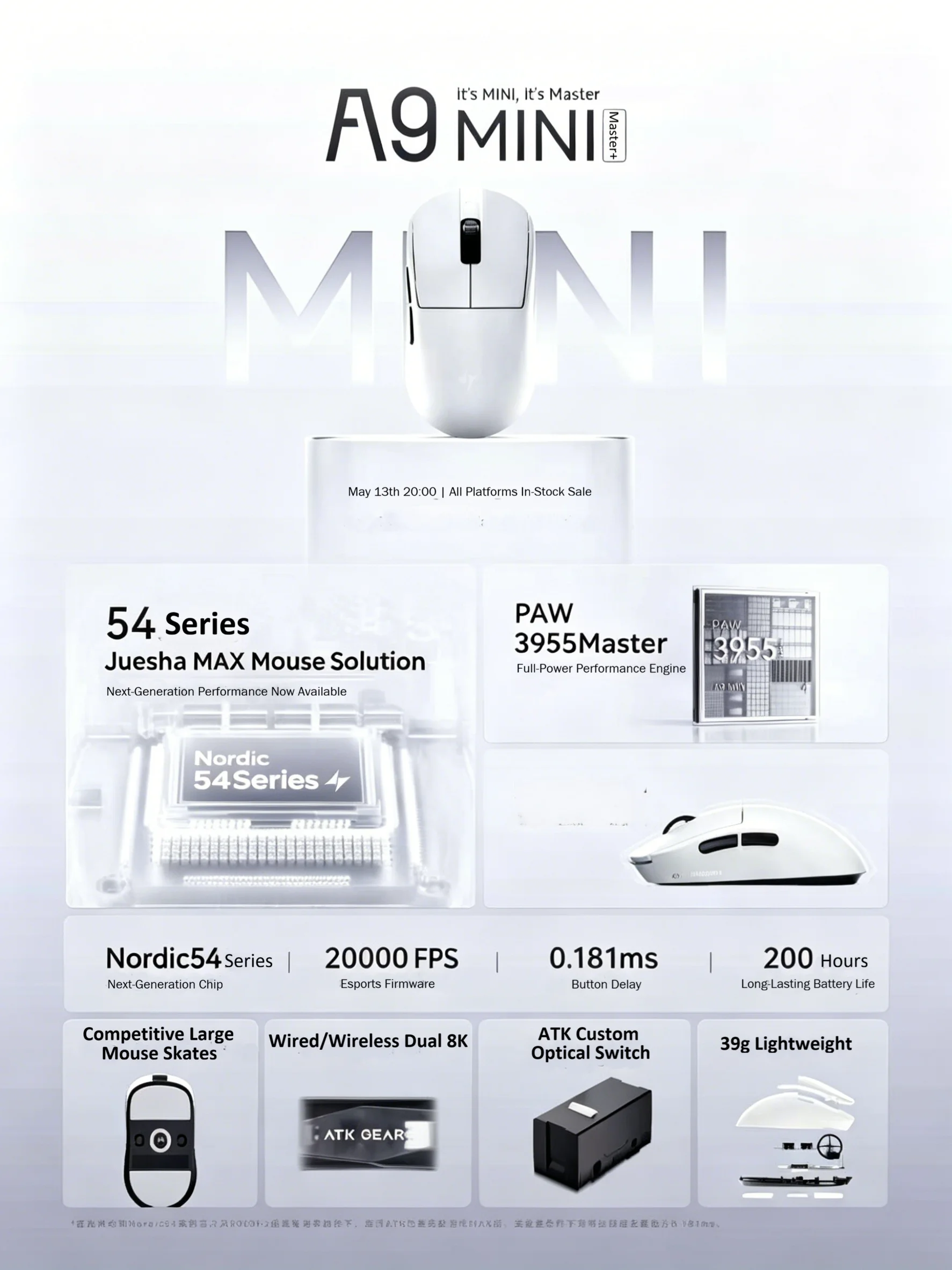 ATK A9 Mini Master Plus PAW395 - đánh giá và giá Esports Gaming Mouse Wireless