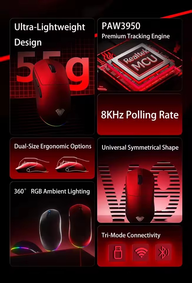 AULA V9 Ultra Wireless Mouse T - đánh giá và giá Esports Gaming Mouse Wireless
