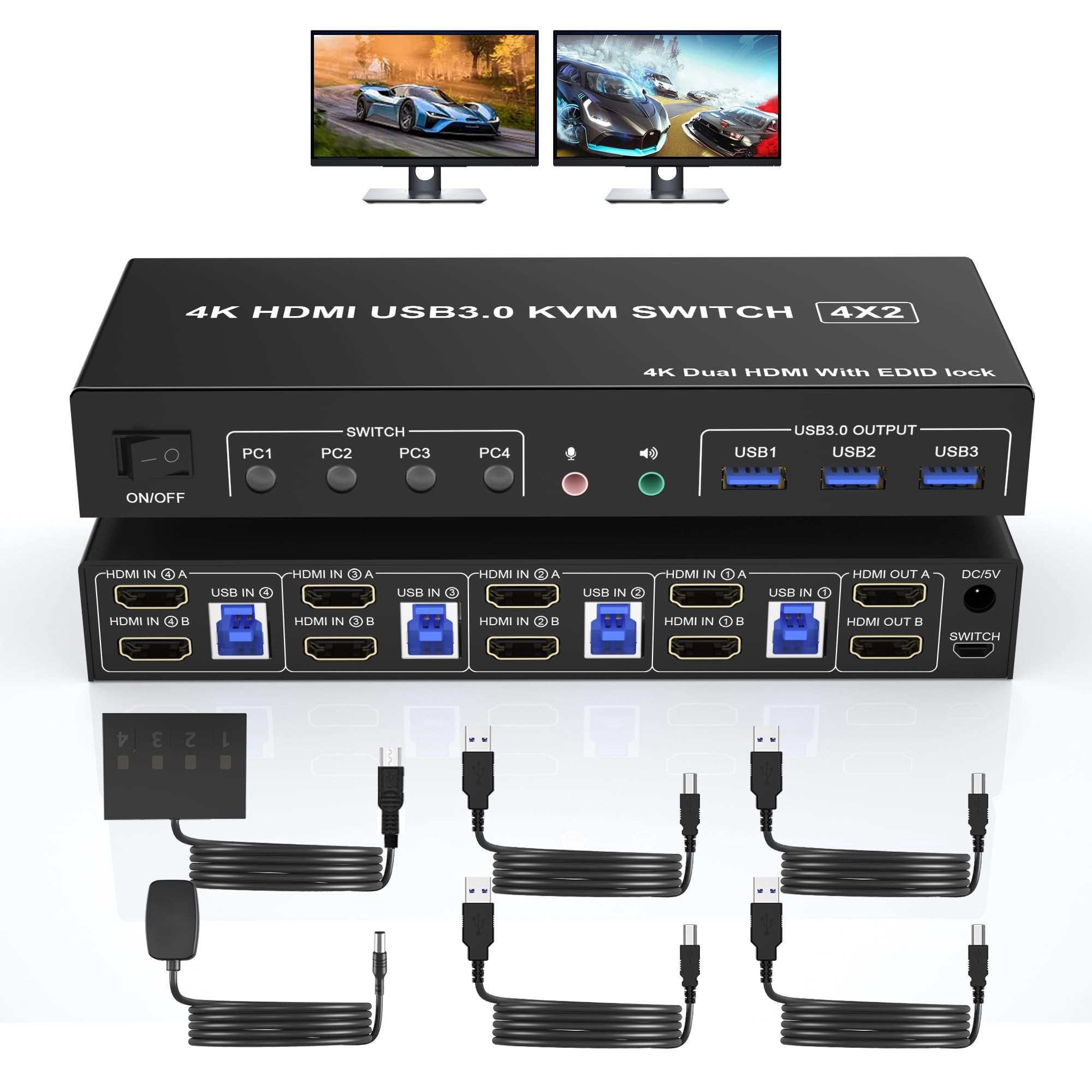 4K USB 3.0 KVM Switch HDMI Dua - đánh giá và giá Dual Monitor Stand